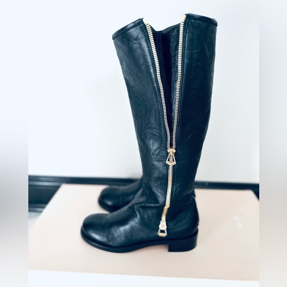 NIB AUTHENTIC JIMMY CHOO DOREEN BIKER LEATHER RIDING BOOTS....GET THE LV LOOK - Picture 3 of 11